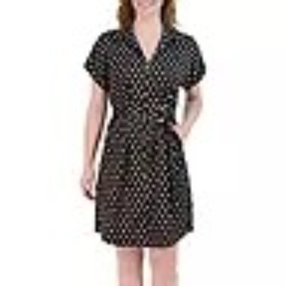 French Connection Women's Satin Blk/White Polka Dot Dress Sm NWT - Picture 3 of 12